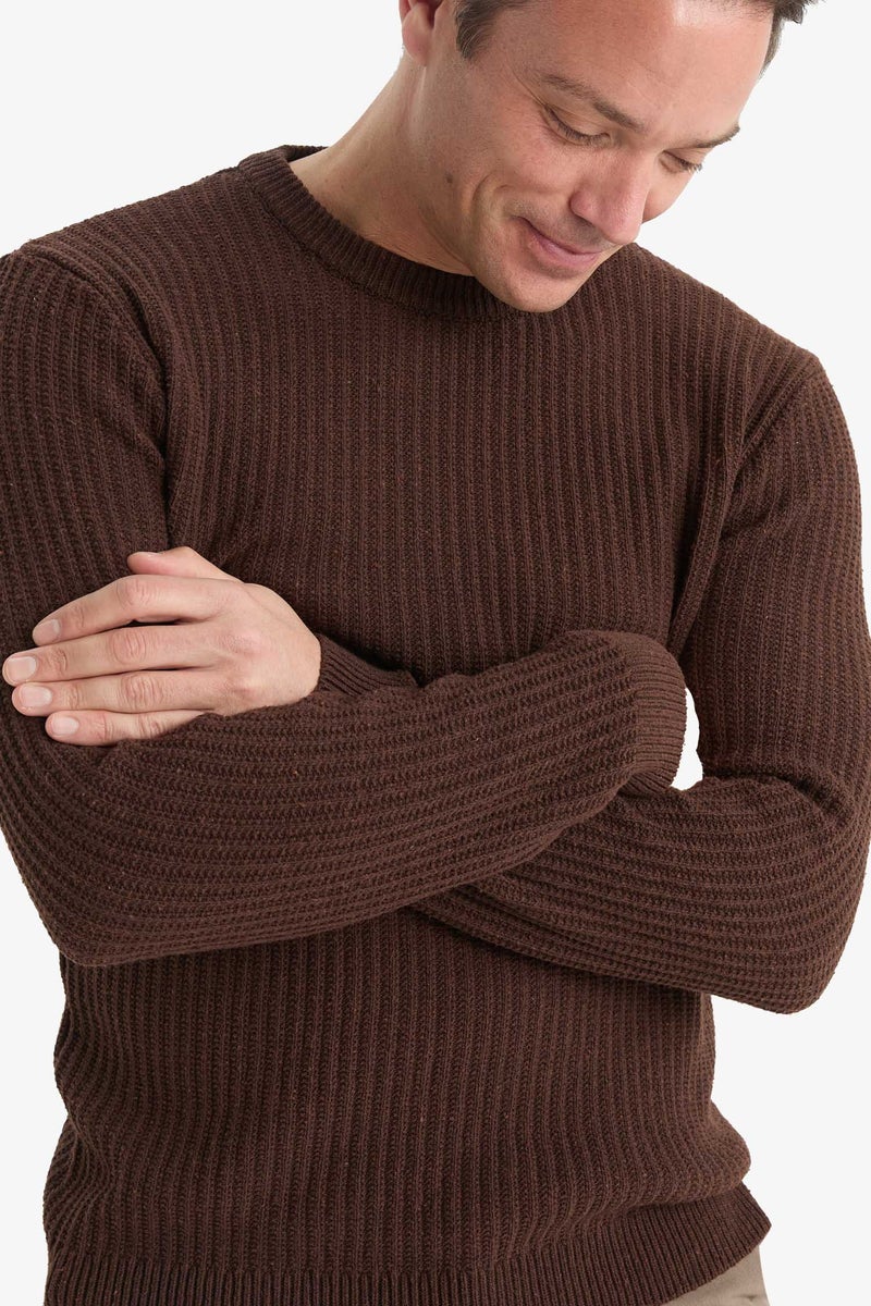 DeFacto Brown Man Standard Fit Crew Neck Knitwear Pullover Casual - Image 4